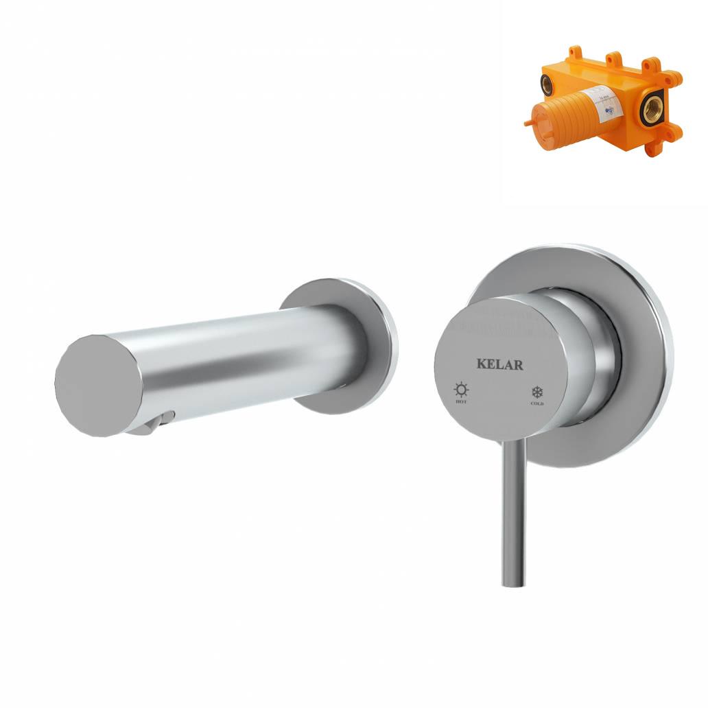 شیر روشویی توکار کروم مات کلار مدل فلور لاکچری با مغزی