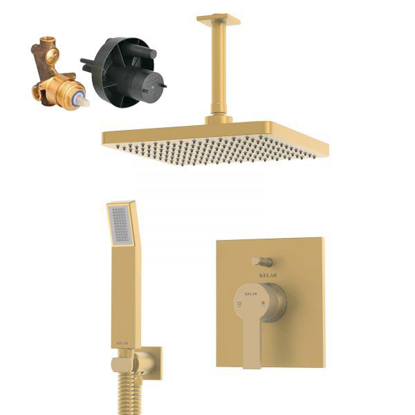 شیر حمام توکار طلایی مات کلار مدل فلت تیپ 3 با مغزی