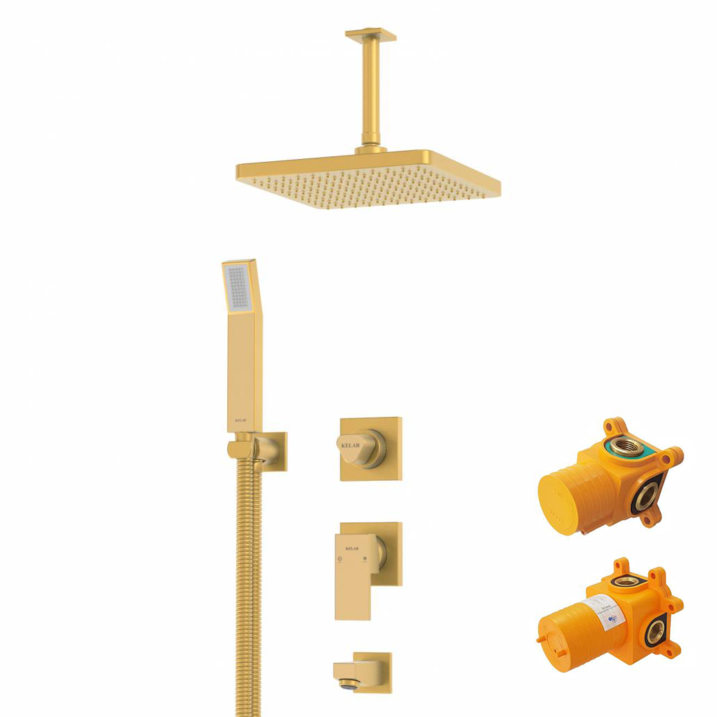  شیر حمام توکار طلایی مات کلار مدل فلت لاکچری تیپ 3