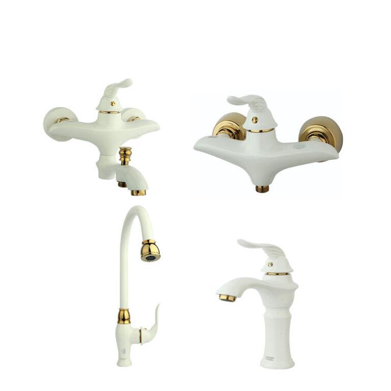 ست شیرآلات راسان مدل پریمو سفید طلایی