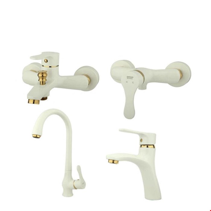 ست شیرآلات راسان مدل صدف سفید طلایی