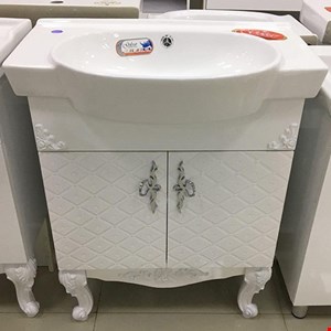 روشویی کابینتی کلاسیک طرح لوزی با سنگ الیو گلسار