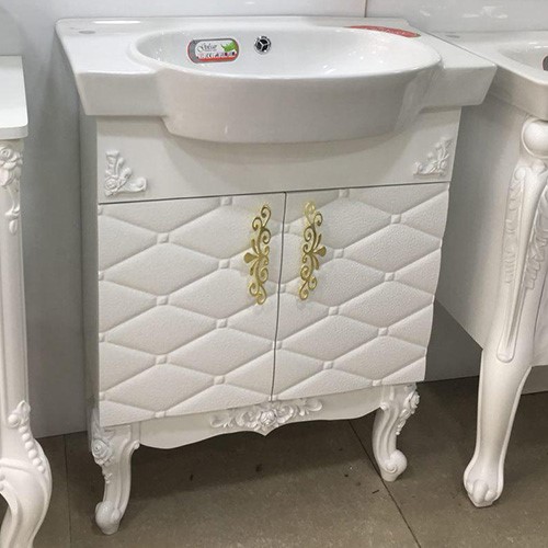 روشویی کابینتی کلاسیک طرح چرمی با سنگ الیو گلسار65