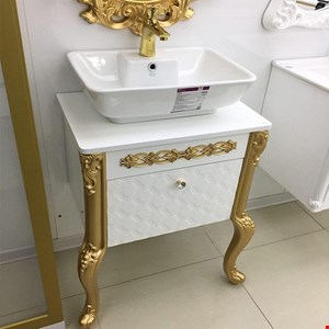 روشویی کابینتی سلطنتی C طلایی با سنگ ساترون گاتریا