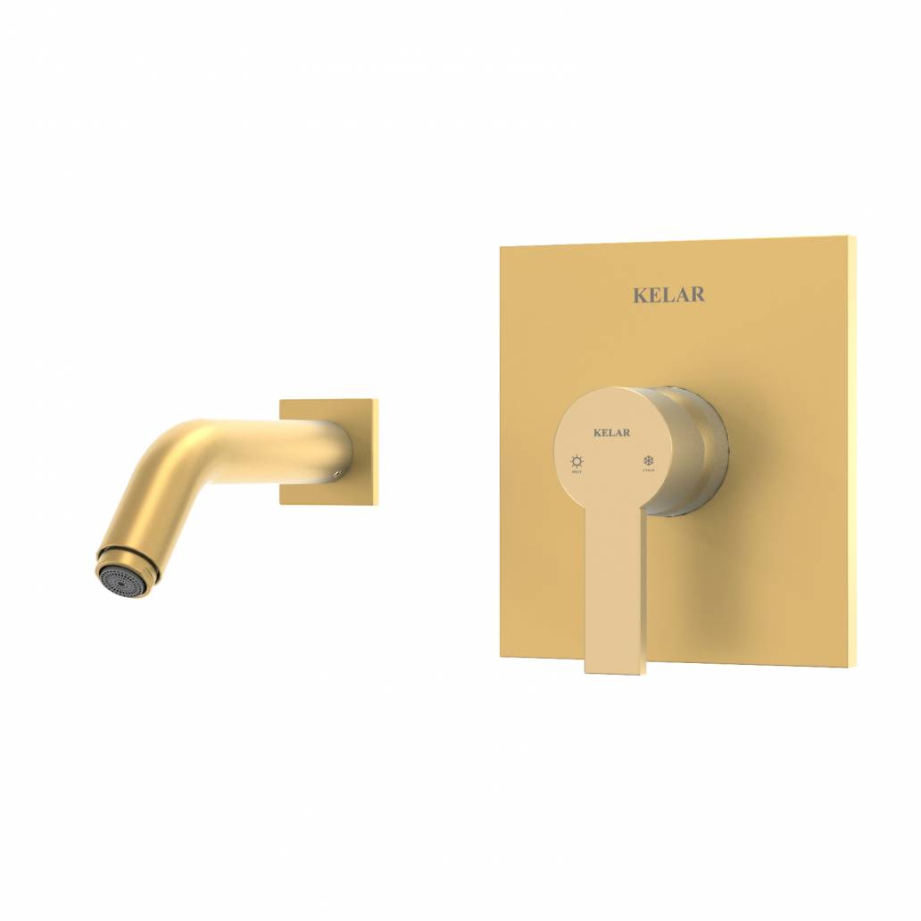 شیر روشویی توکار طلایی مات کلار مدل فلت تیپ 1 بدون مغزی