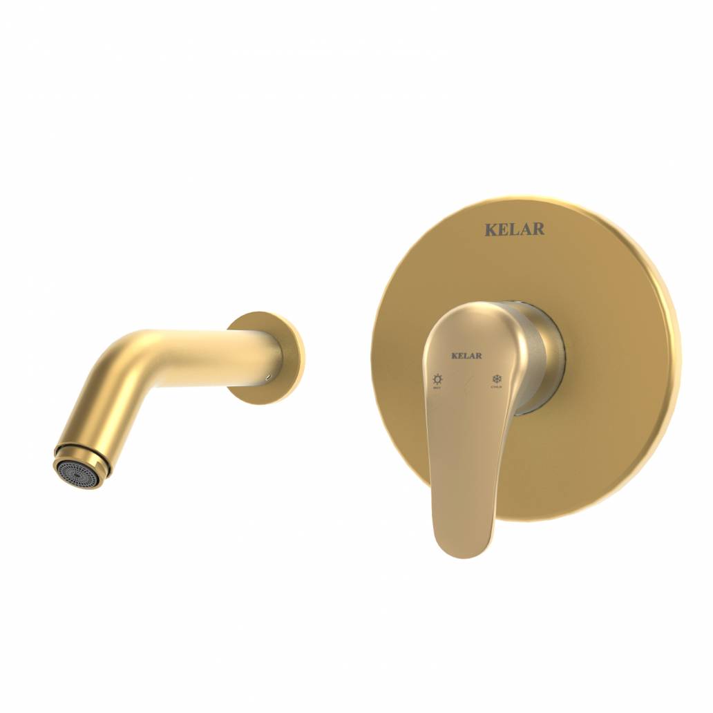 شیر روشویی توکار طلایی مات کلار مدل فلور کلاسیک بدون مغزی