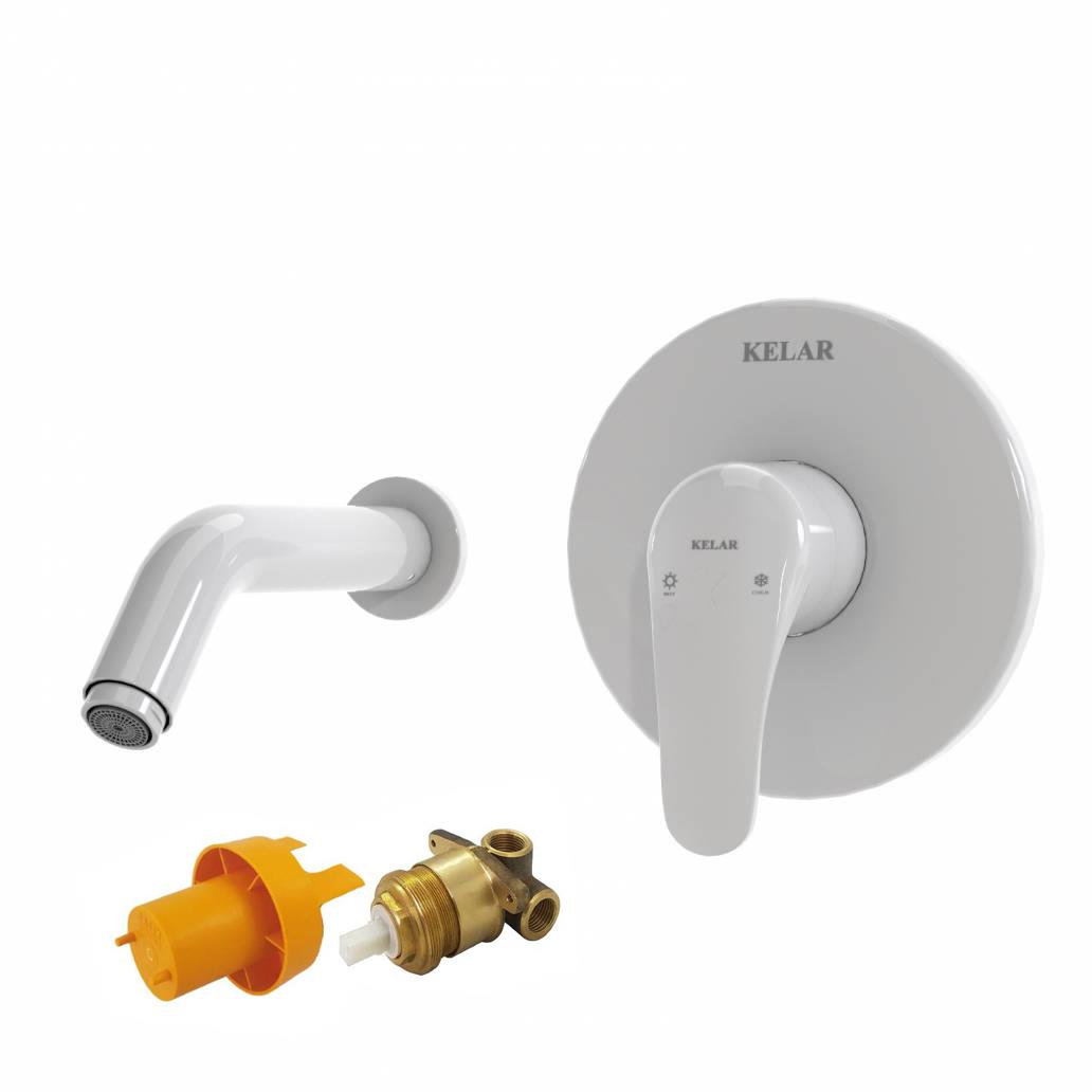 روشویی توکار مدل فلور کلاسیک سفید با مغزی