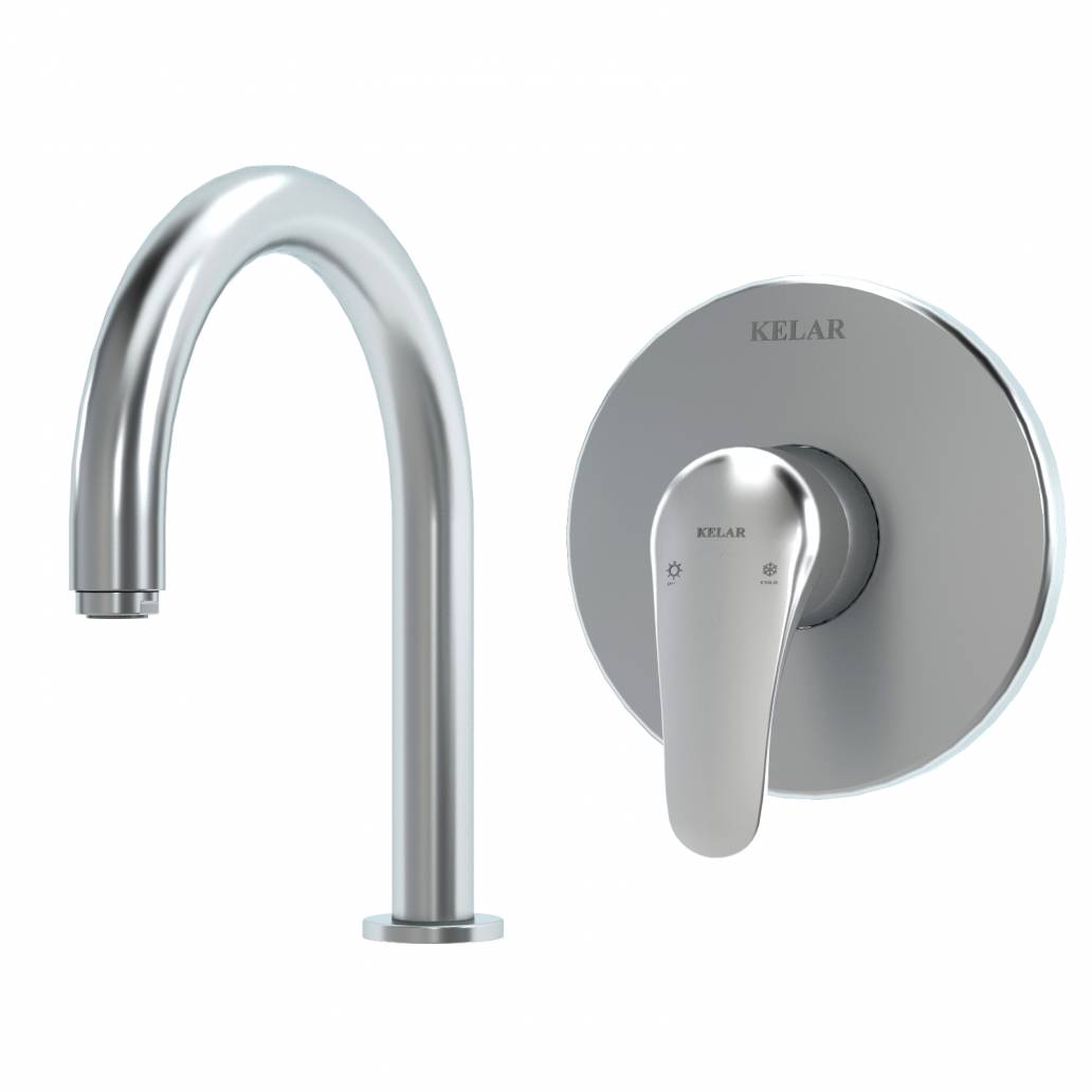 شیر روشویی توکار کروم مات کلار مدل فلور تیپ دو بدون مغزی