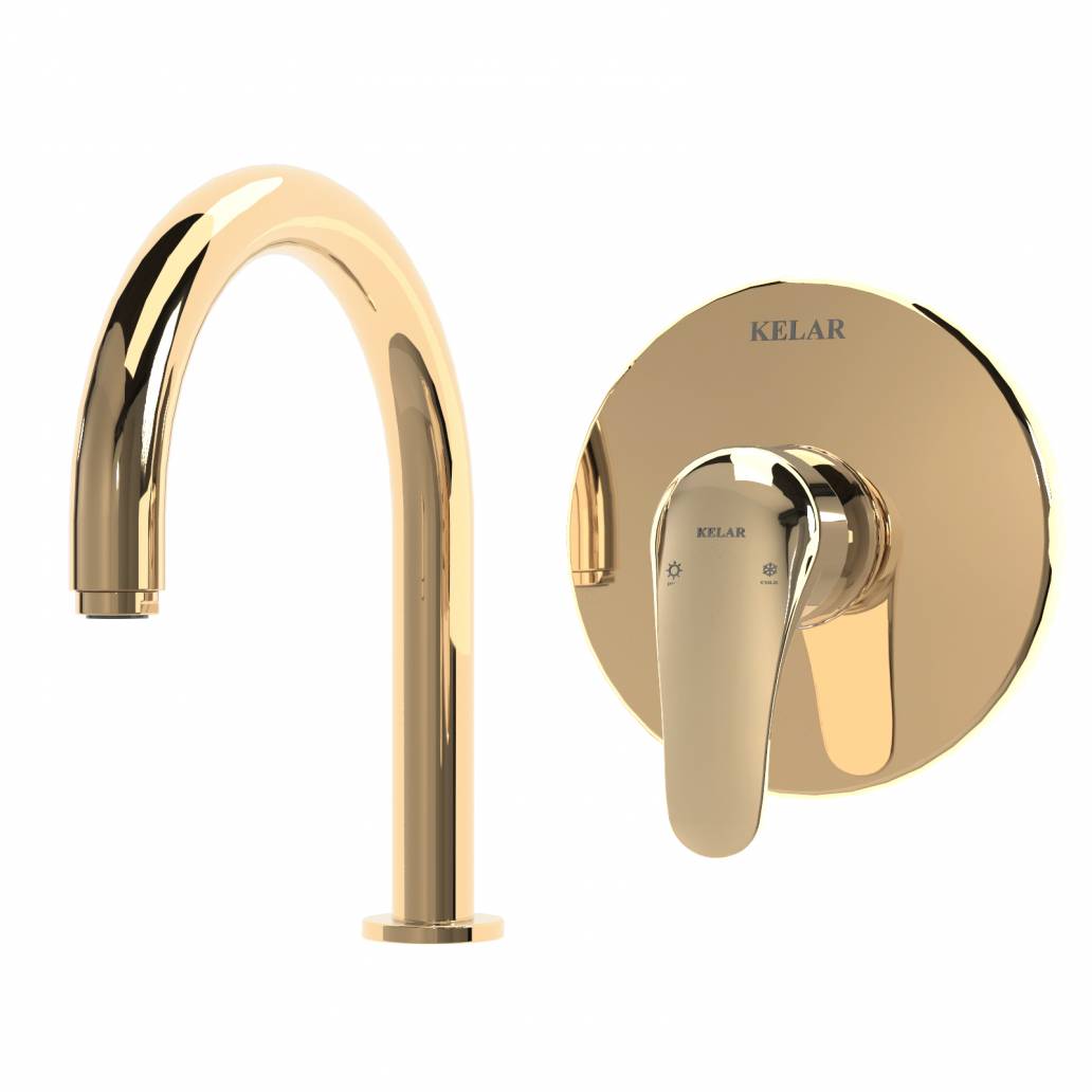  شیر روشویی توکار طلایی کلار مدل فلور تیپ دو بدون مغزی