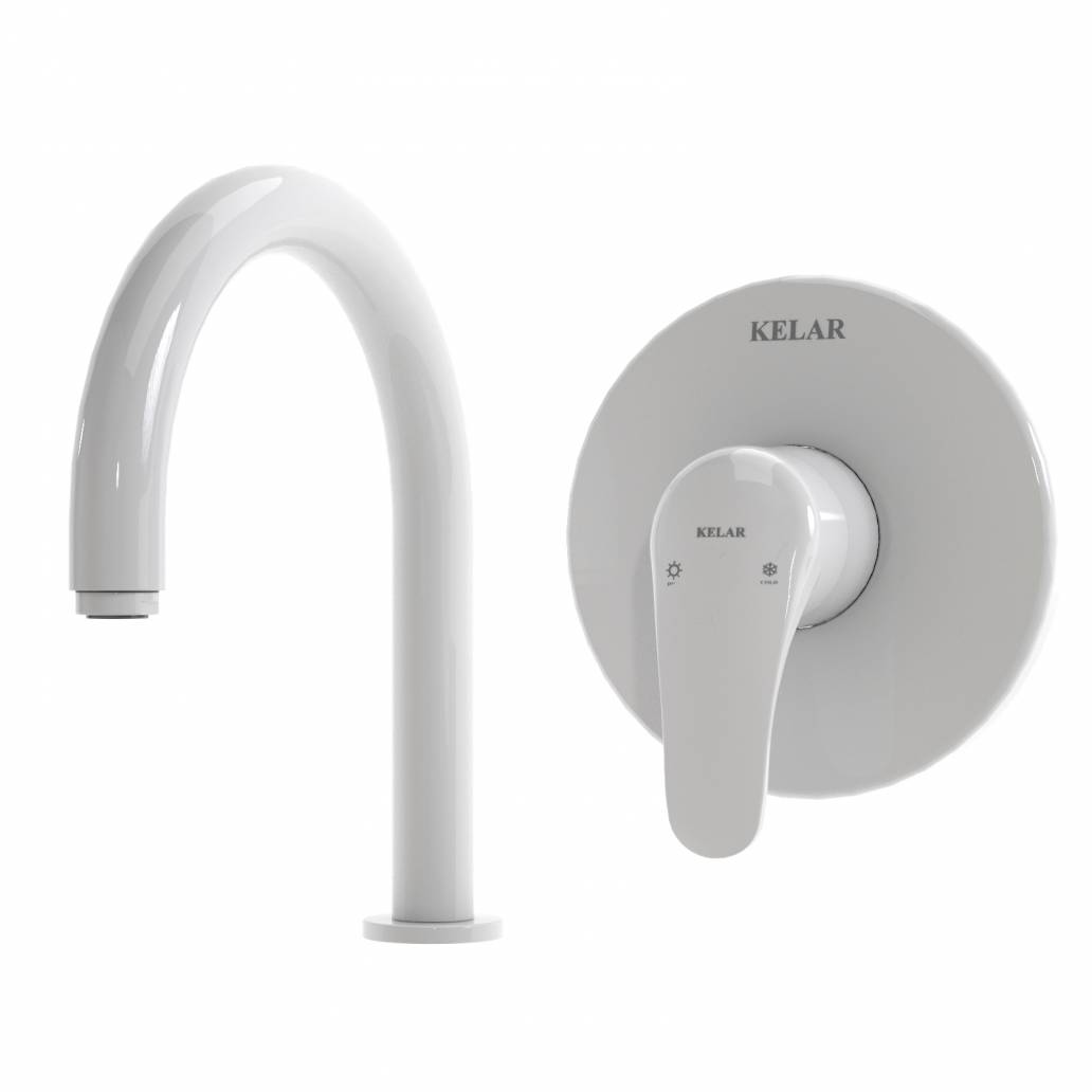 شیر روشویی توکار سفید کلار مدل فلور تیپ 2 بدون مغزی