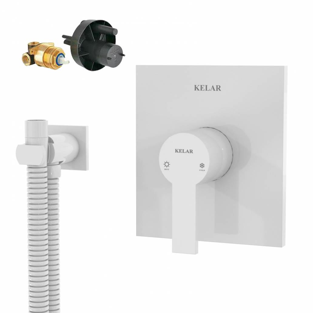 شیر توالت توکار سفید کلار مدل فلت با مغزی