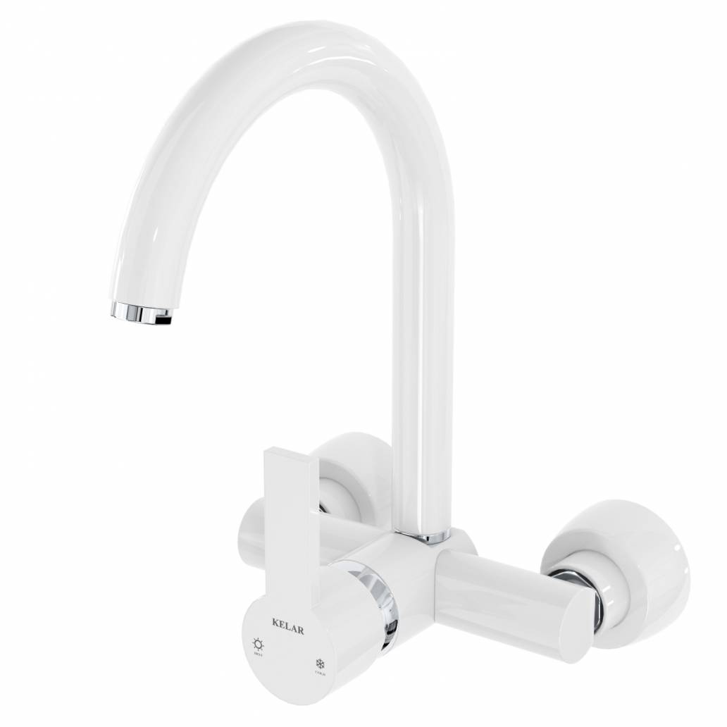 شیر ظرفشویی دیواری سفید کلار مدل نیو آریا