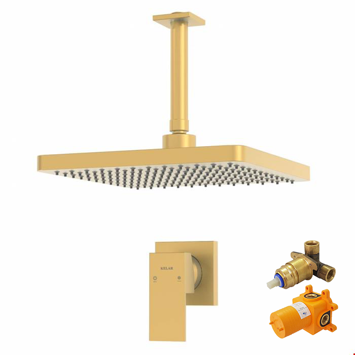 شیر حمام توکار طلایی مات کلار مدل فلت لاکچری تیپ 1 با مغزی