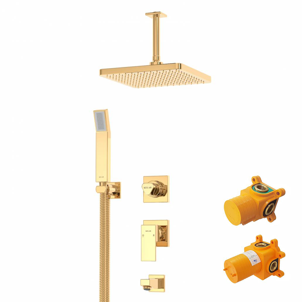 شیر حمام توکار طلایی کلار مدل فلت لاکچری تیپ 3 با مغزی