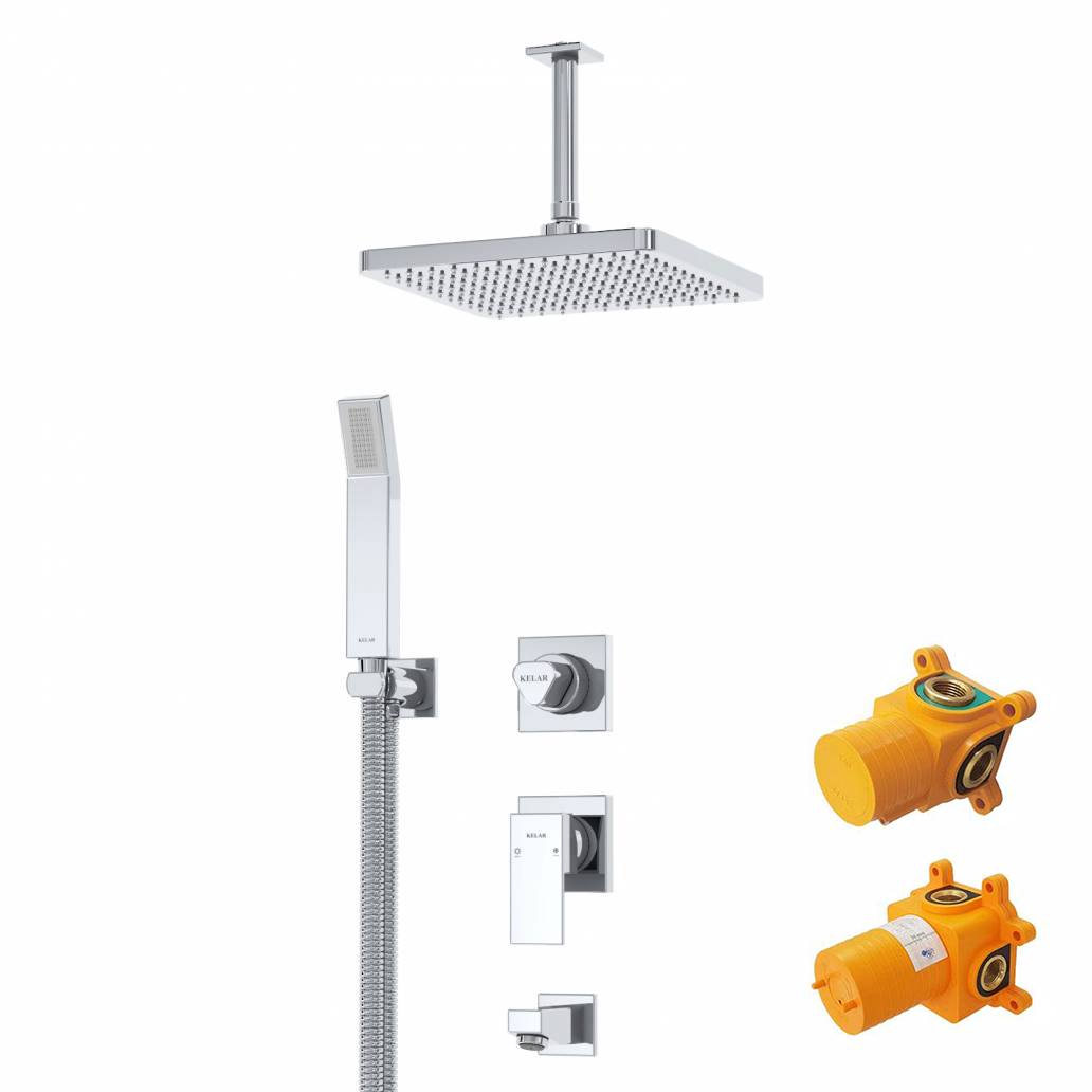 شیر حمام توکار کروم کلار مدل فلت لاکچری تیپ 3 با مغزی