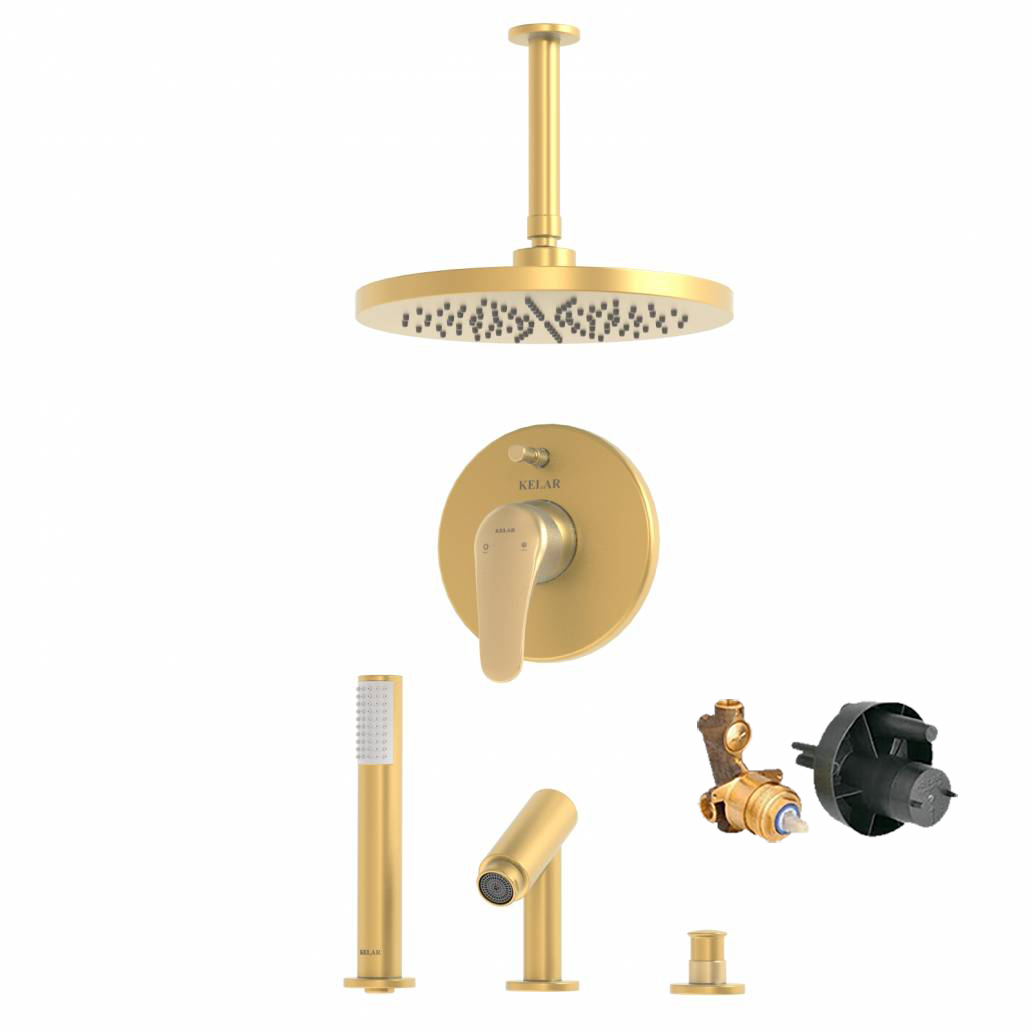 شیر حمام توکار طلایی مات کلار مدل فلور تیپ 5 با مغزی