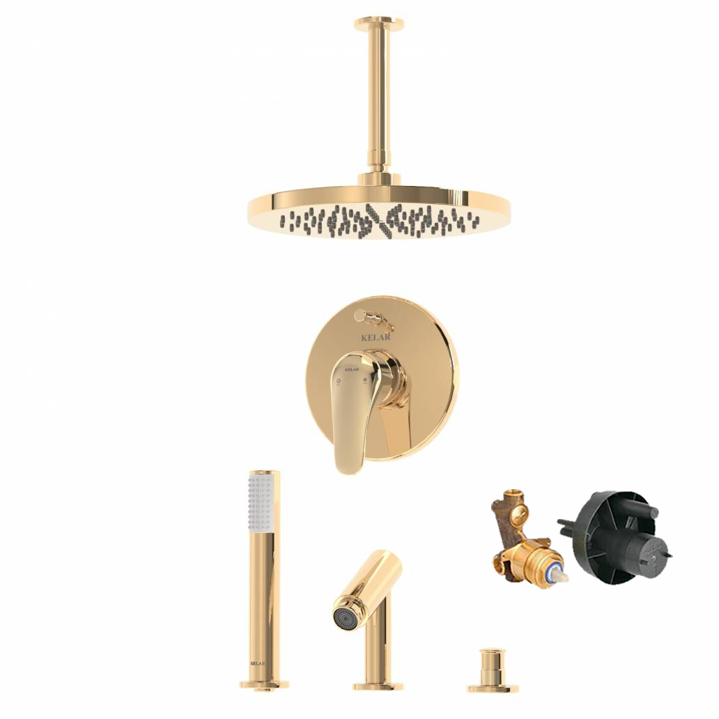 شیر حمام توکار طلایی کلار مدل فلور تیپ 5 با مغزی