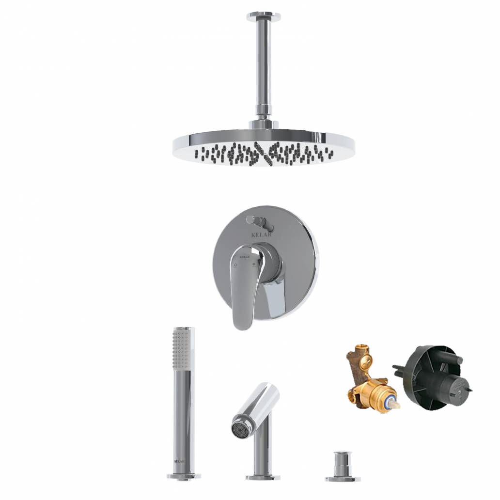 شیر حمام توکار کروم کلار مدل فلور تیپ 5 با مغزی