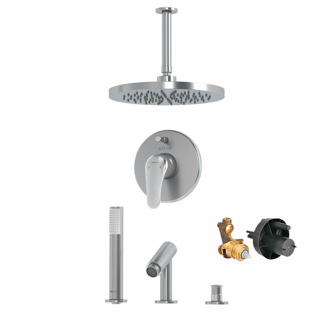 شیر حمام توکار کروم مات کلار مدل فلور تیپ 5 با مغزی