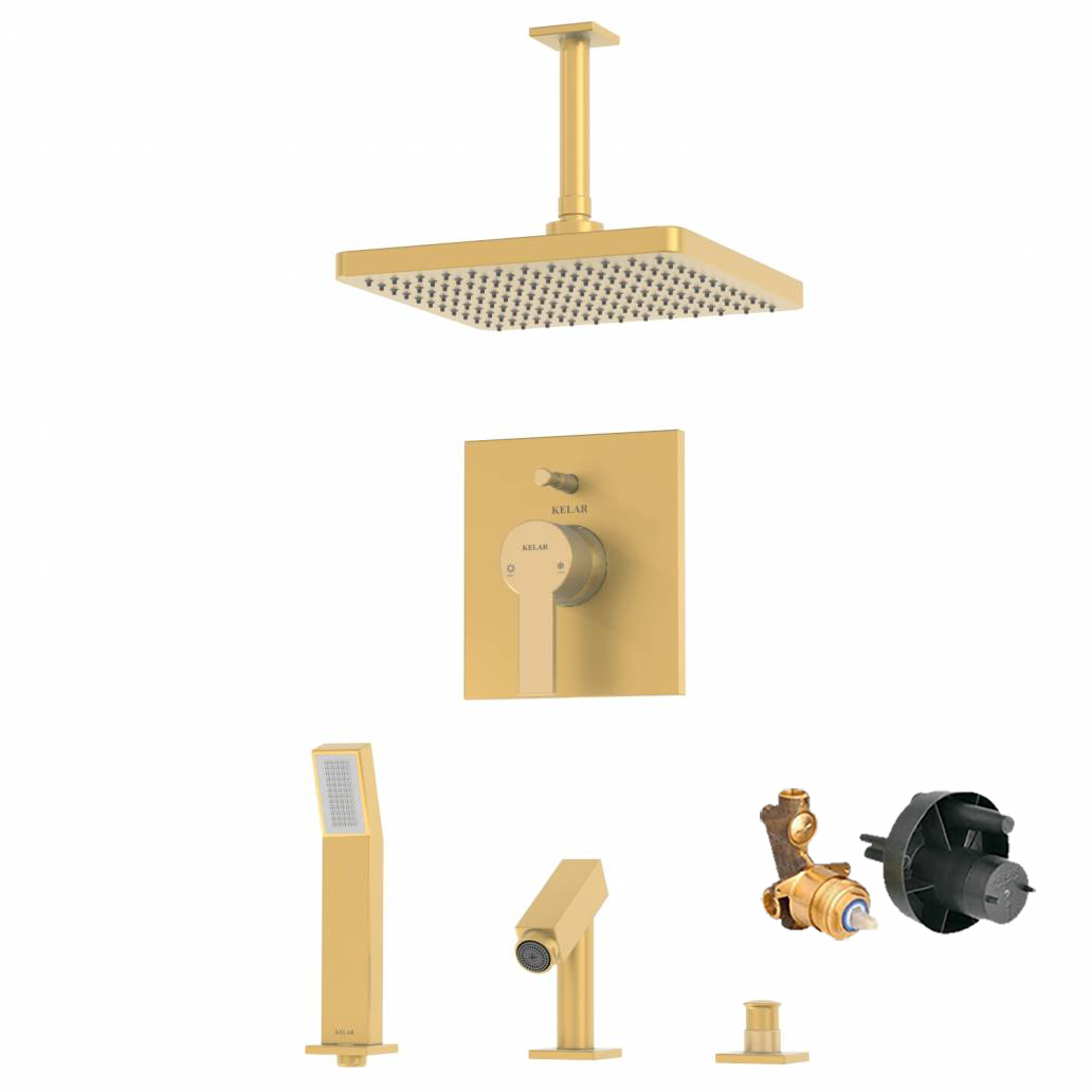 شیر حمام توکار طلایی مات کلار مدل فلت تیپ 5 با مغزی