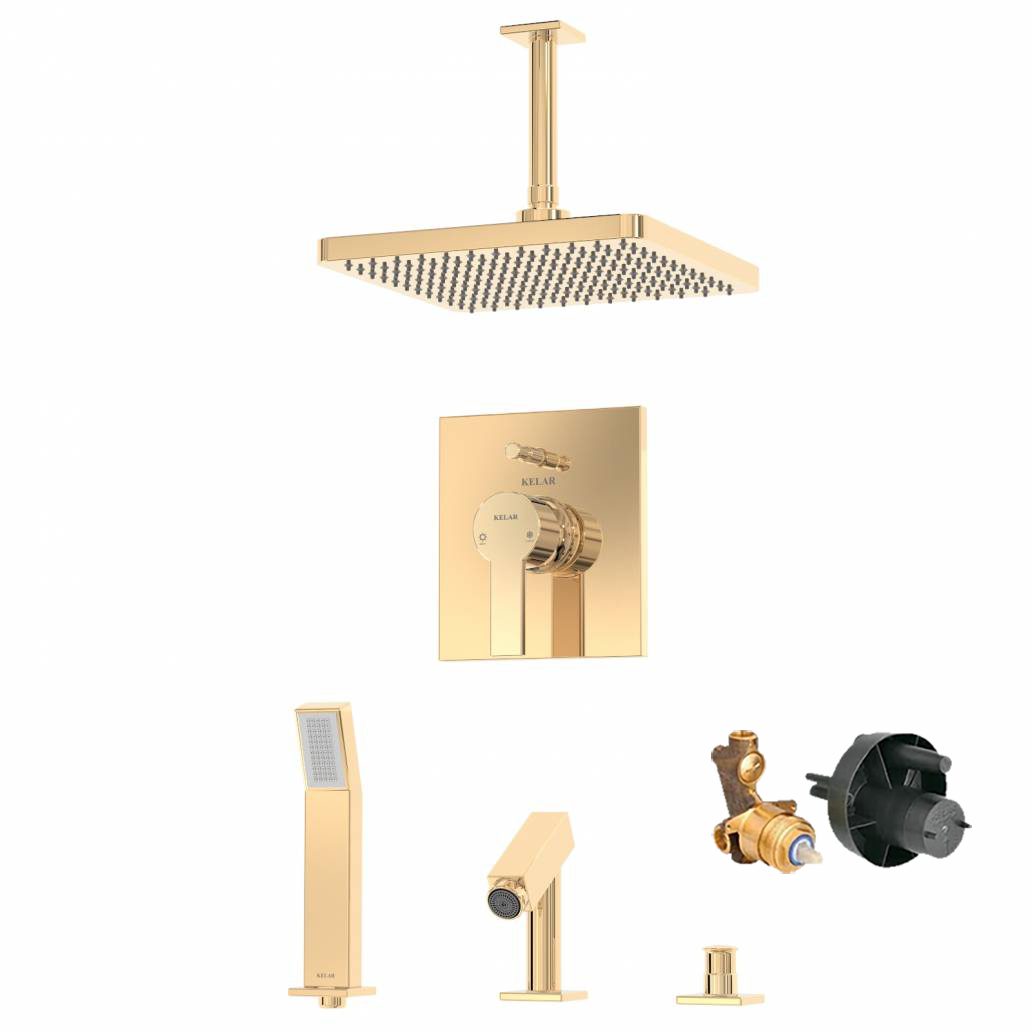 شیر حمام توکار طلایی کلار مدل فلت تیپ 5 با مغزی