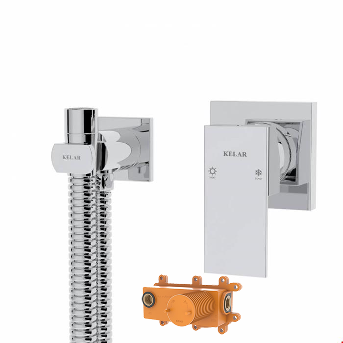 شیر توالت توکار کروم کلار مدل فلت لاکچری با مغزی