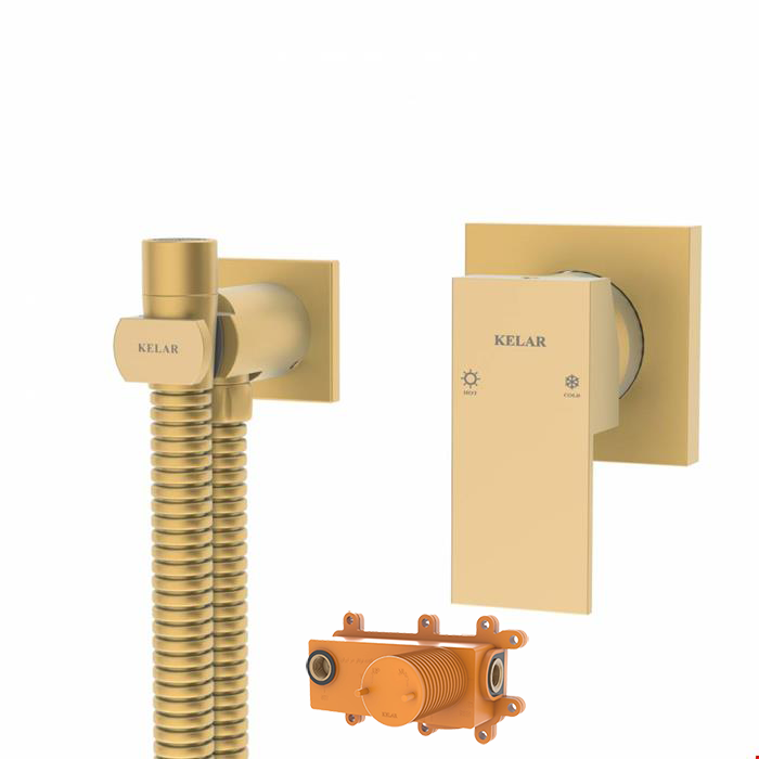 شیر توالت توکار طلایی مات کلار مدل فلت لاکچری با مغزی