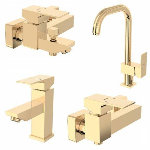 ست شیرآلات طلایی کلار مدل فلت 