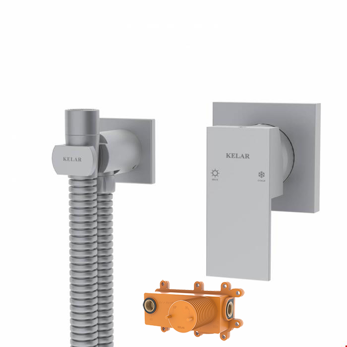 شیر توالت توکار کروم مات کلار مدل فلت لاکچری با مغزی