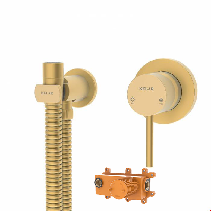 شیر توالت توکار طلایی مات کلار مدل فلور لاکچری با مغزی